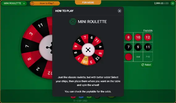 Mini Roulette Game Screenshot