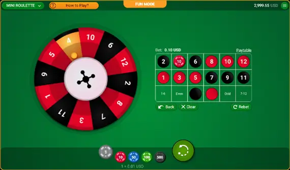 Mini Roulette Game Screenshot