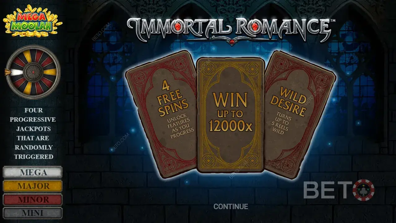 Immortal Romance Mega Moolah Game Screenshot