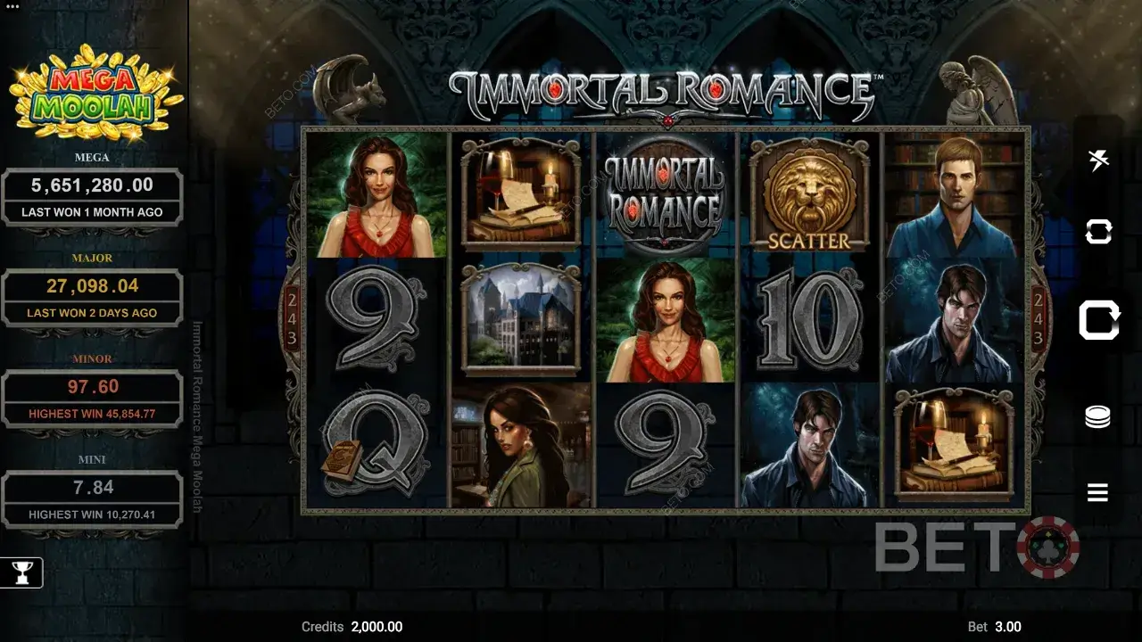 Immortal Romance Mega Moolah Game Screenshot