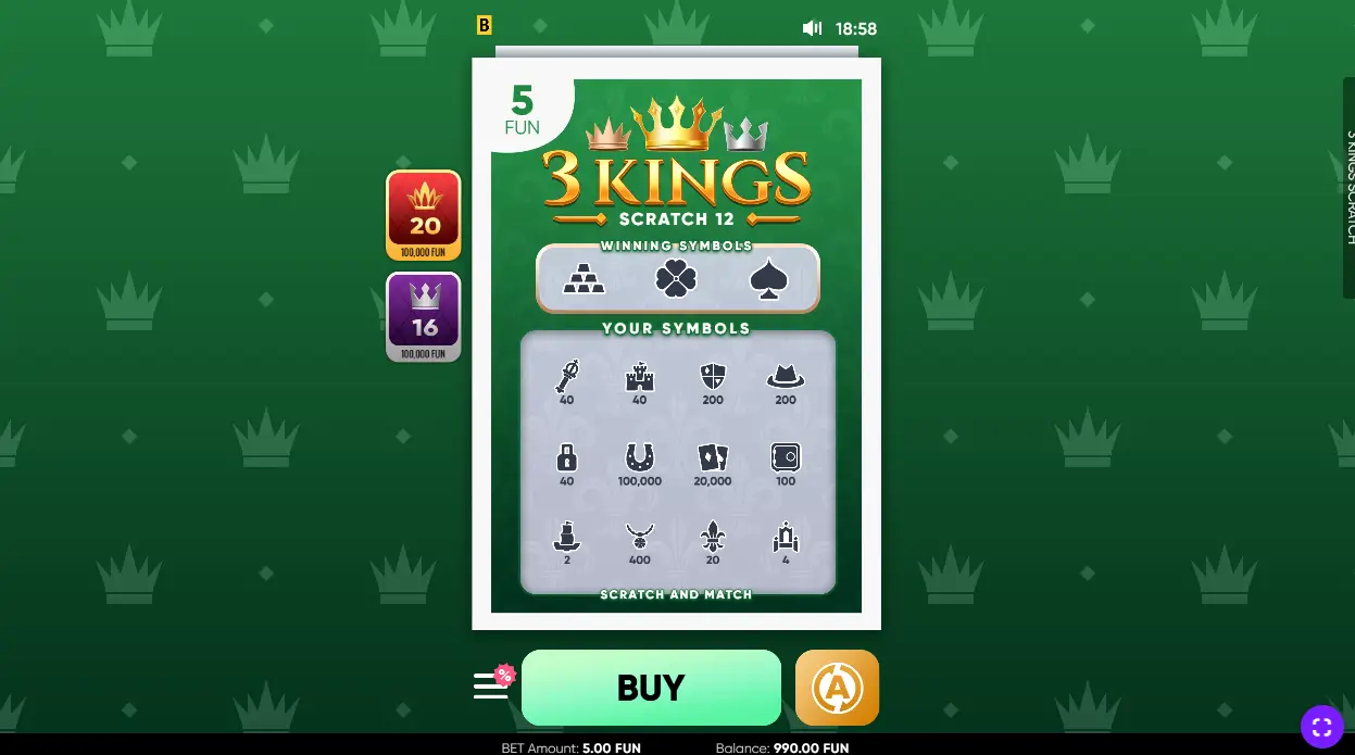 3 kings scratch game screenshot