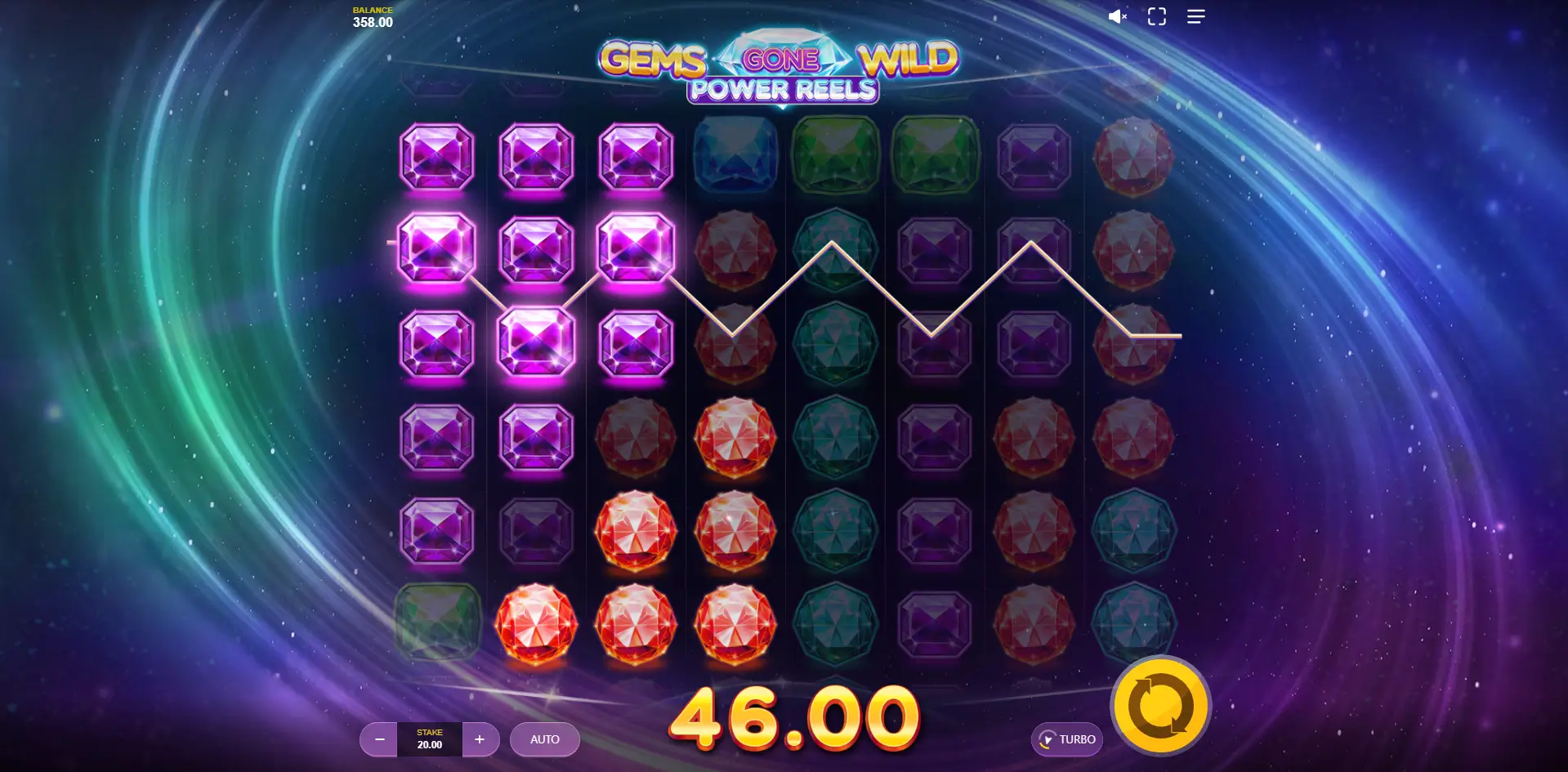 Gems Gone Wild Power Reels Game screenshot