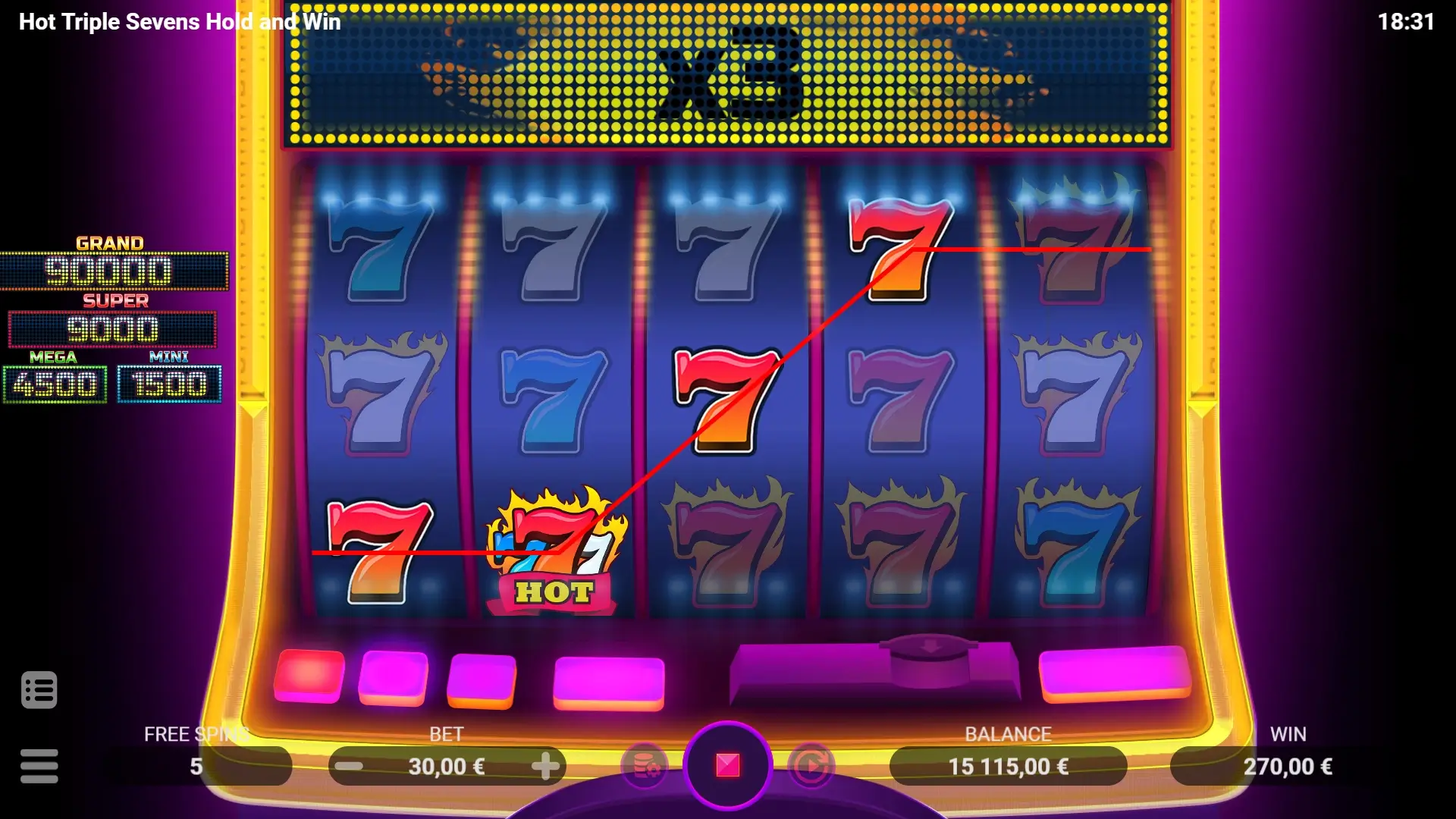 Hot Triple Seven Game Screenshot